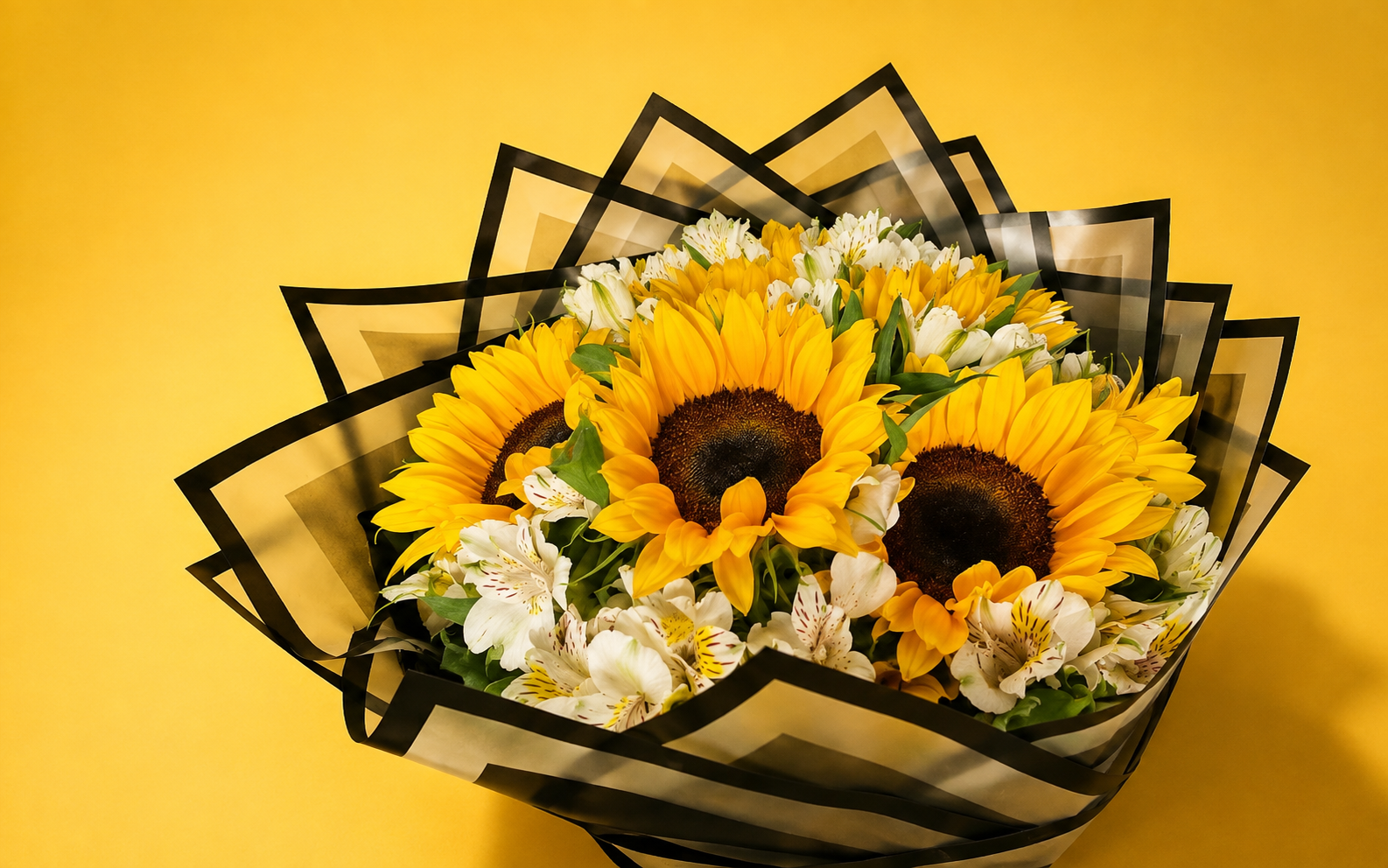 Ramo de 10 Girasoles con alstromeria