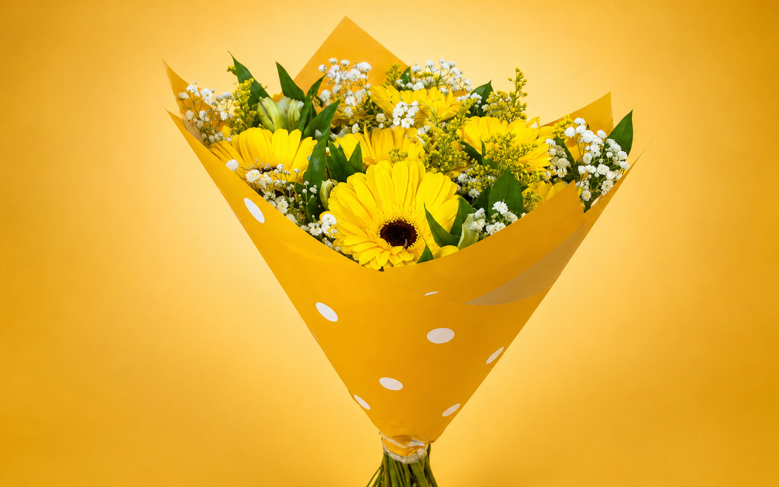 Bouquet De 12 Gerberas Con Follajes