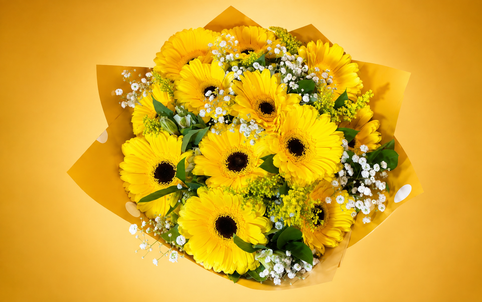 Bouquet De 12 Gerberas Con Follajes