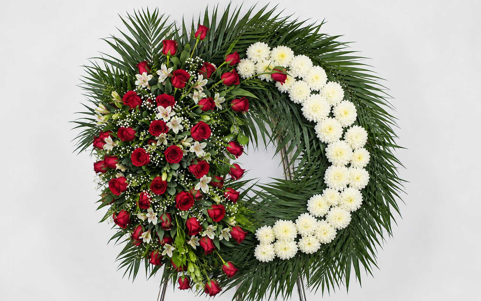 Corona Funeraria con Rosa Roja.