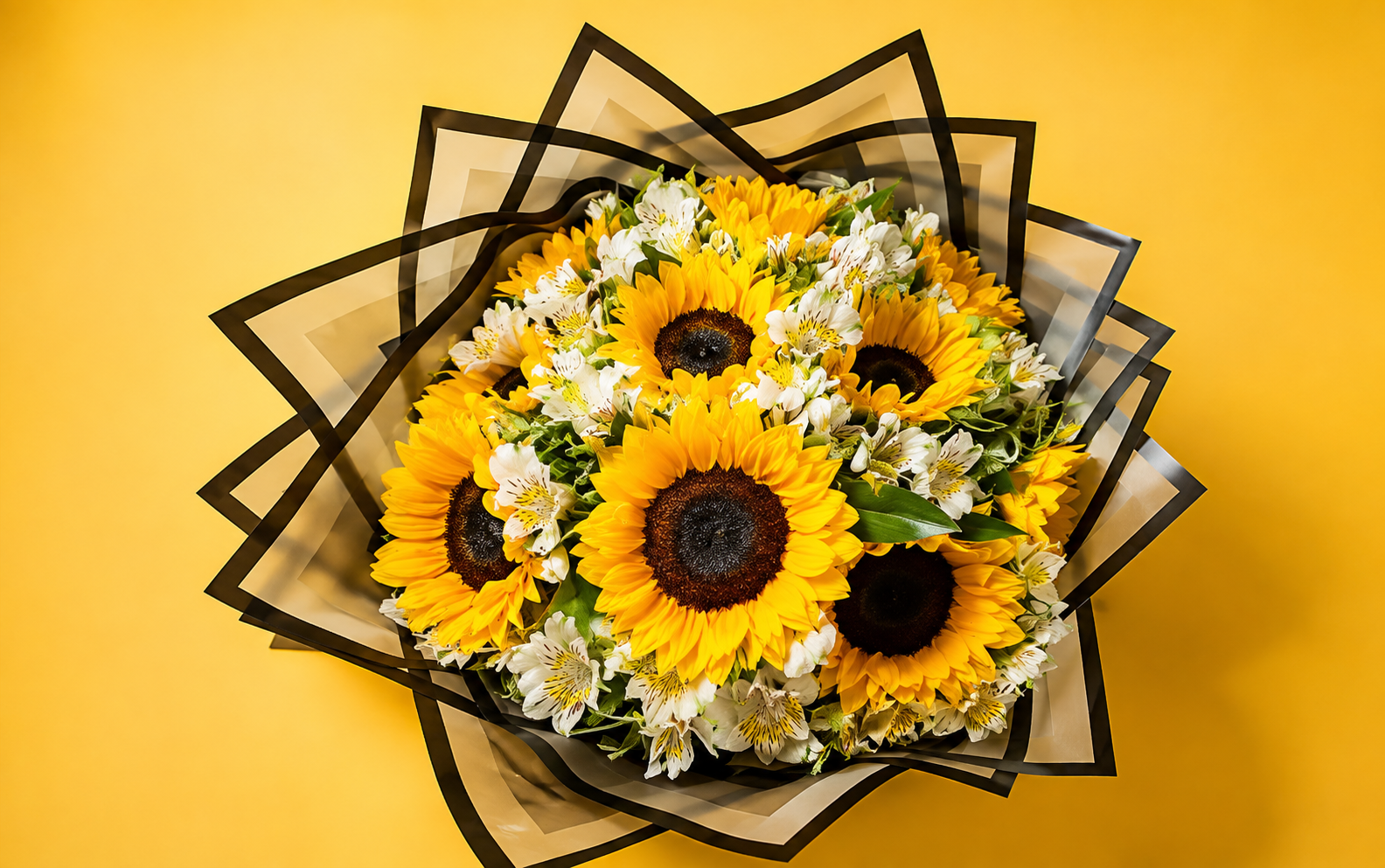 Ramo de 10 Girasoles con alstromeria