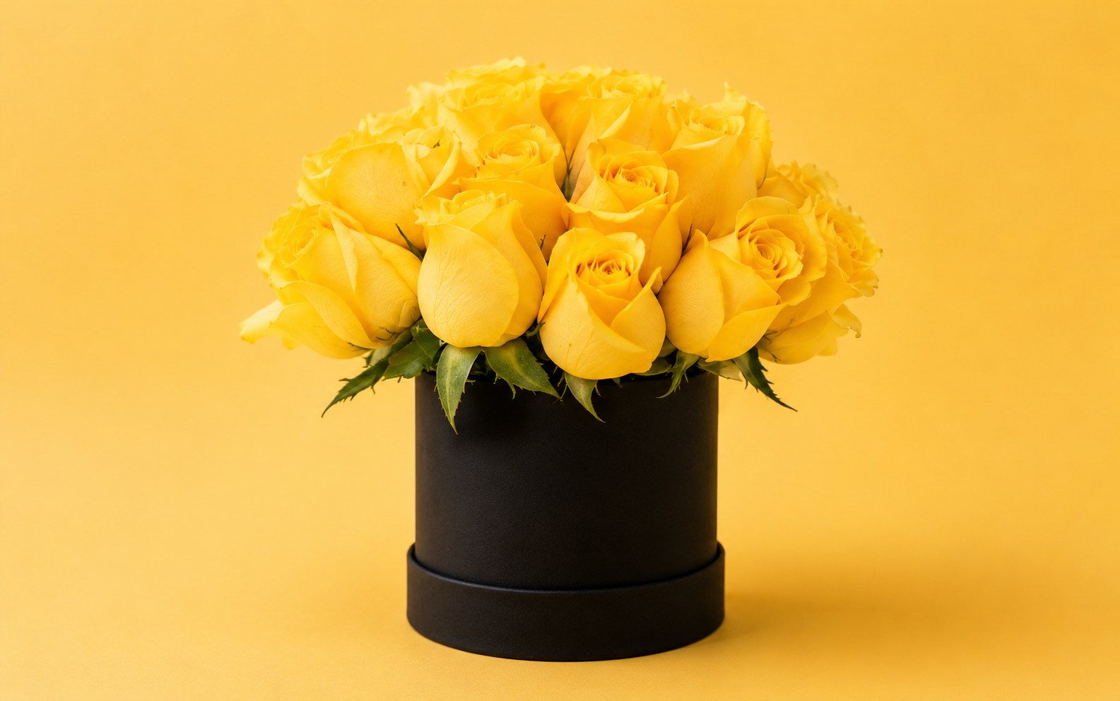 Box Negro con 24 Rosas Amarillas