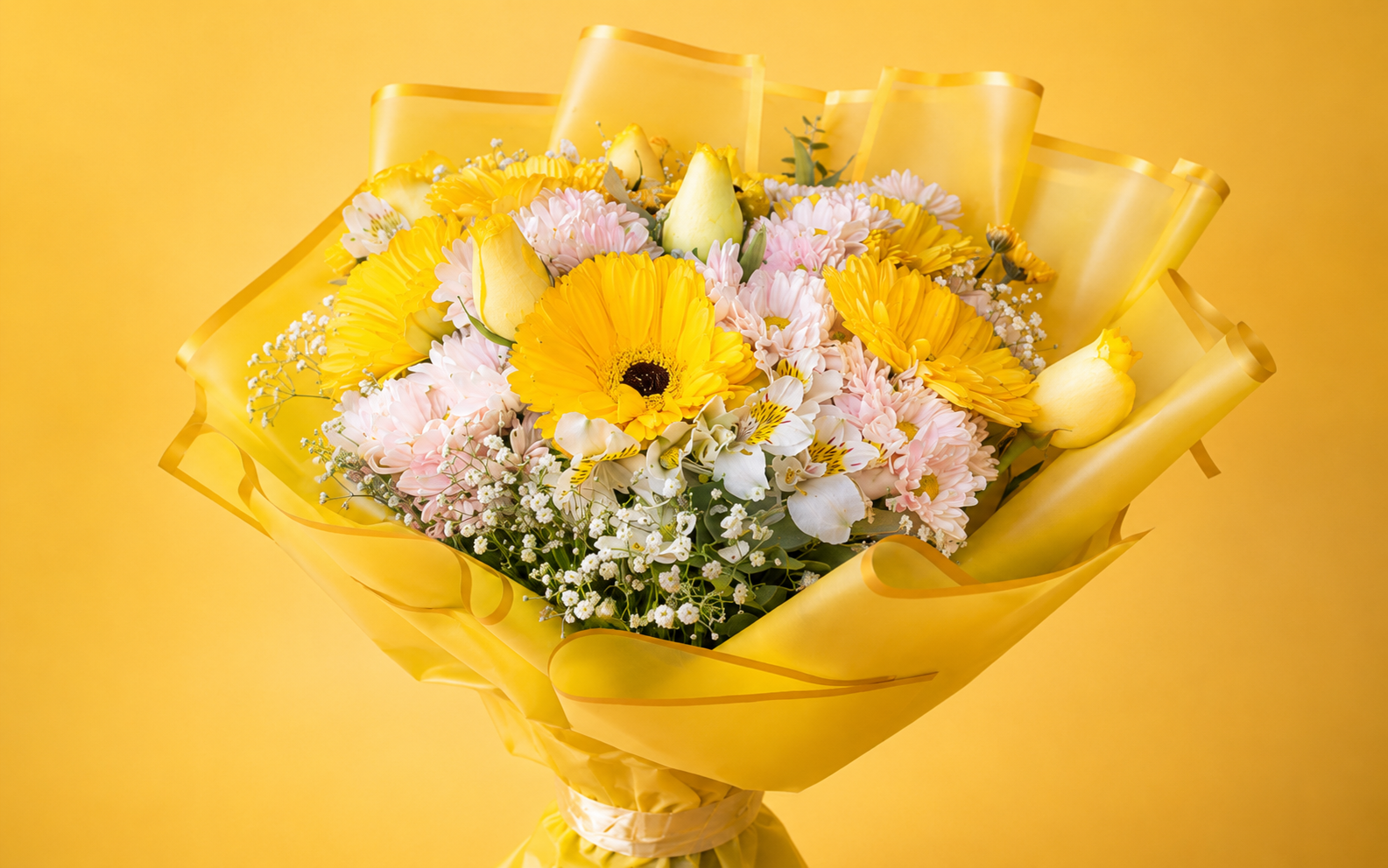 Ramo de Rosas con Gerberas Amarillas