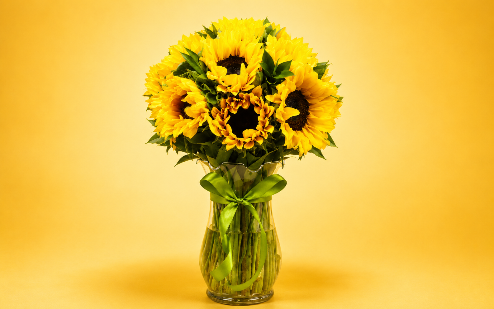 Jarrón con 15 Girasoles