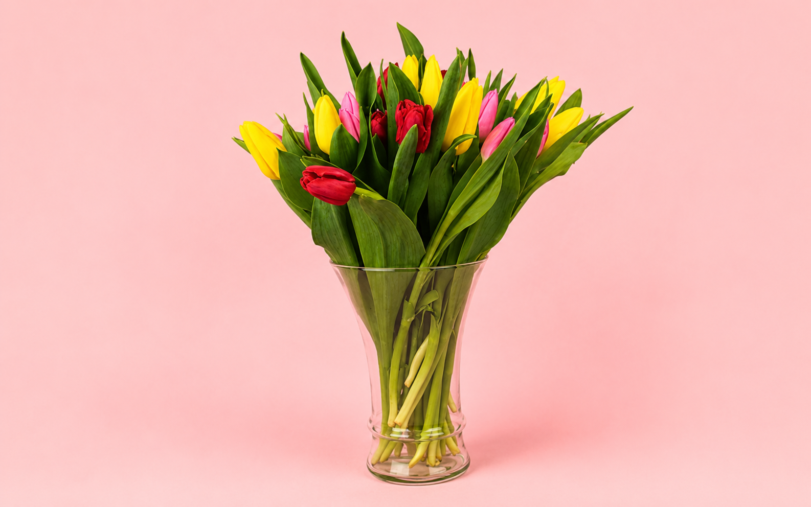 30 Tulipanes Combinados en Jarrón